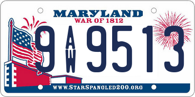 MD license plate 9AW9513