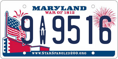 MD license plate 9AW9516
