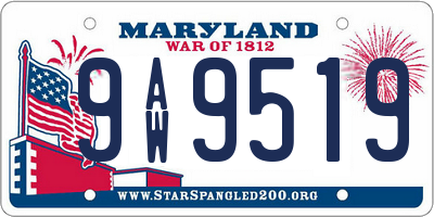 MD license plate 9AW9519