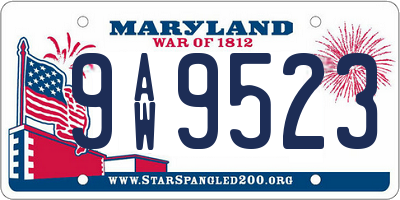 MD license plate 9AW9523