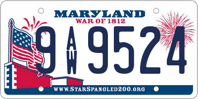 MD license plate 9AW9524