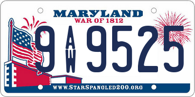 MD license plate 9AW9525