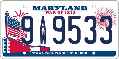 MD license plate 9AW9533