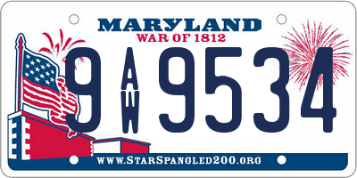 MD license plate 9AW9534
