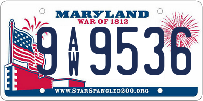 MD license plate 9AW9536