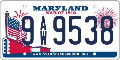 MD license plate 9AW9538