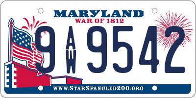 MD license plate 9AW9542