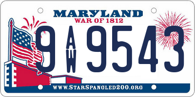 MD license plate 9AW9543