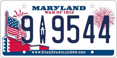 MD license plate 9AW9544