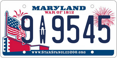 MD license plate 9AW9545