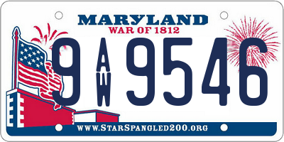 MD license plate 9AW9546