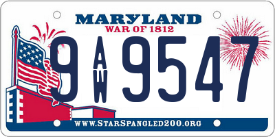 MD license plate 9AW9547