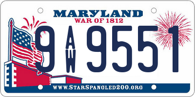MD license plate 9AW9551