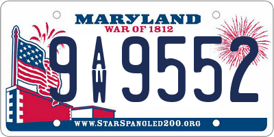 MD license plate 9AW9552