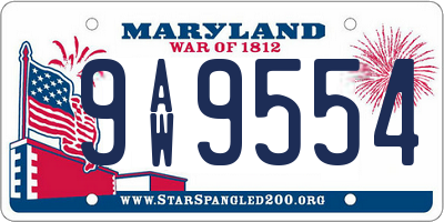 MD license plate 9AW9554