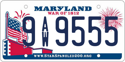MD license plate 9AW9555