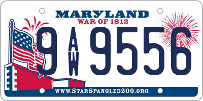 MD license plate 9AW9556