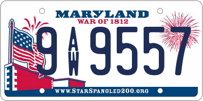 MD license plate 9AW9557