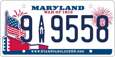 MD license plate 9AW9558