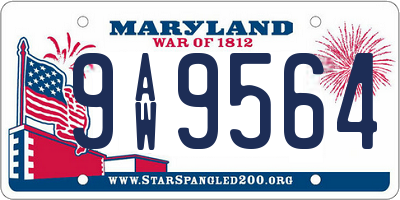 MD license plate 9AW9564