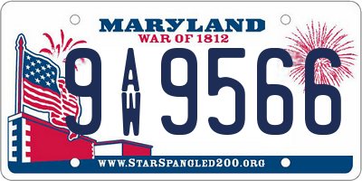 MD license plate 9AW9566