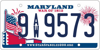 MD license plate 9AW9573