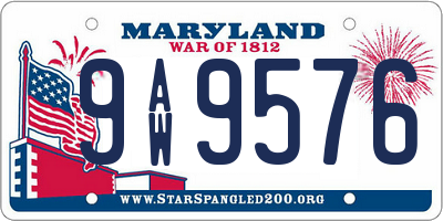 MD license plate 9AW9576