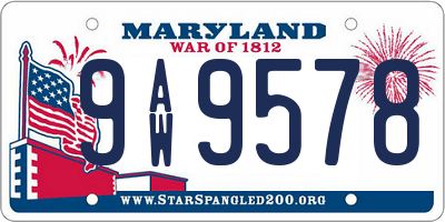 MD license plate 9AW9578