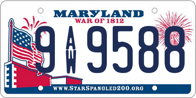 MD license plate 9AW9588