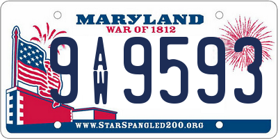 MD license plate 9AW9593