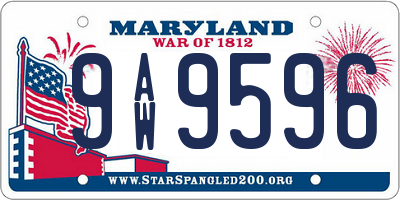 MD license plate 9AW9596