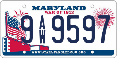 MD license plate 9AW9597