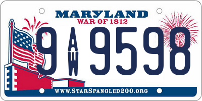 MD license plate 9AW9598