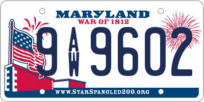 MD license plate 9AW9602