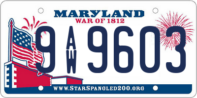 MD license plate 9AW9603