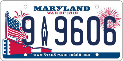 MD license plate 9AW9606