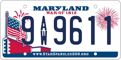 MD license plate 9AW9611