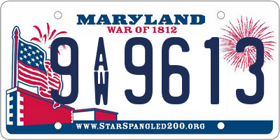 MD license plate 9AW9613