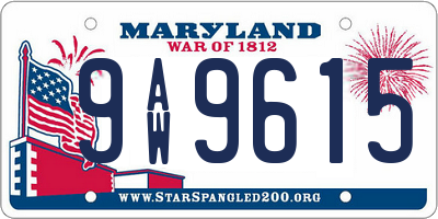 MD license plate 9AW9615