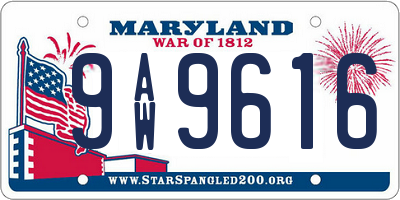 MD license plate 9AW9616