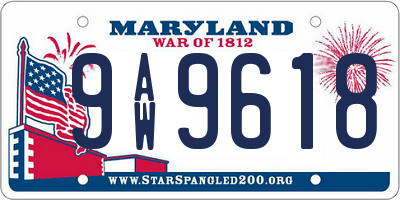 MD license plate 9AW9618