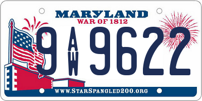 MD license plate 9AW9622