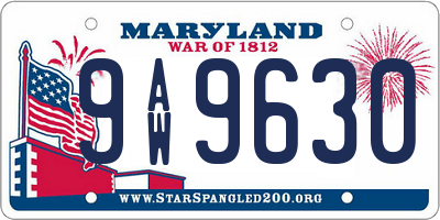 MD license plate 9AW9630