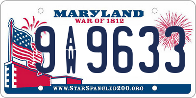 MD license plate 9AW9633