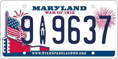 MD license plate 9AW9637