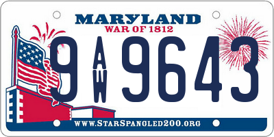 MD license plate 9AW9643