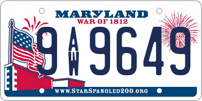 MD license plate 9AW9649