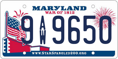 MD license plate 9AW9650
