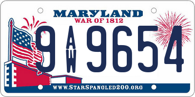 MD license plate 9AW9654