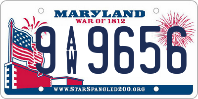 MD license plate 9AW9656